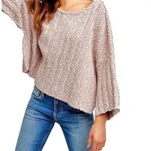 Free People Good Day Crop Sweater size XS Lavender Slouchy Oversized NWOT
